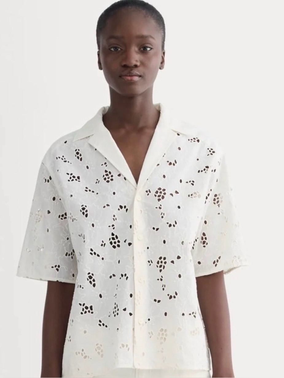 Everlane Eyelet Camp Shirt White